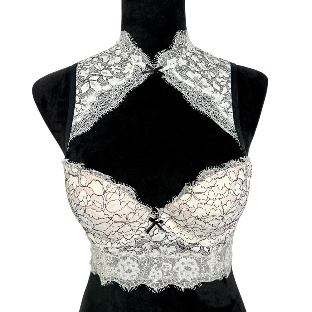 2016 Victoria's Secret Dream Angels Lace Halter Padded Demi Size 34C - Picture 3 of 13